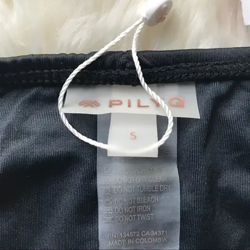 PilyQ Rainbow Low Rise Bikini Bottom Adjustable Waist Black Pink Green Small New