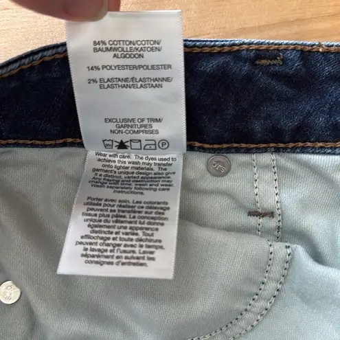 Silver Jeans Silver Elyse Skinny Mid-Rise Factory Distressed Dark Wash Ankle Jeans, 27