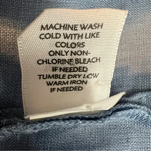 J. Jill Linen Blue XL Button Front Long Sleeve Button Cuff W/Collar Shirt