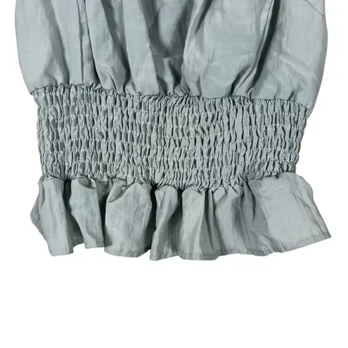 Big Water Blue Sky Babydoll Crop Top Womens S Sage Smocked Sleeveless Milkmaid