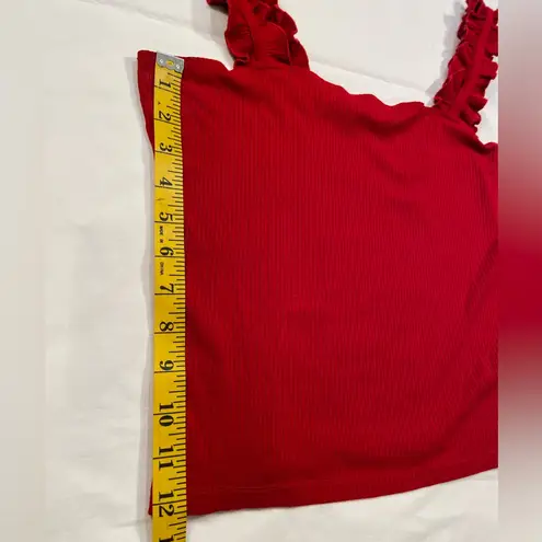 Intermix Red shirt ruffle straps, ribbed knit, size medium