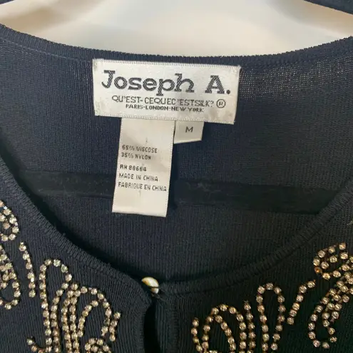 Joseph A Embellished Beaded Black Sweater Sz Medium