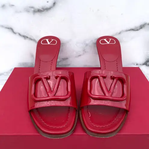 Valentino Garavani Vlogo red patent leather slide sandal