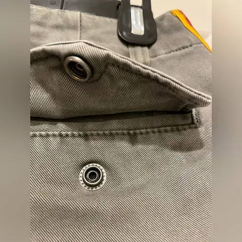 Pam & Gela Army Green Striped Sides Raw Hem Cargo Pants