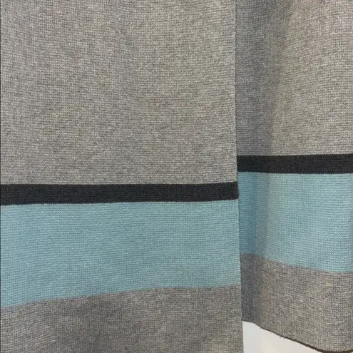 Charter Club Soft Blue and Light/ Dark Gray Knit Cardigan Open Front No Buttons