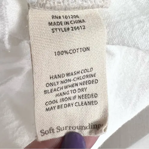 Soft Surroundings White Cotton Layered Blouse Casual Top Size Medium