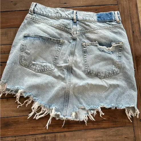 Anthropologie  Pilcro Cotton Denim Distressed Mini Skirt Blue 10