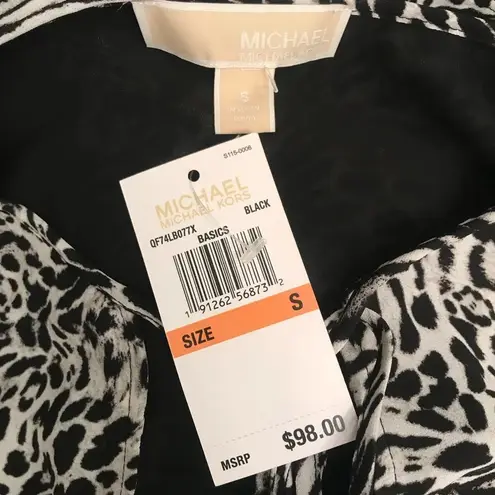 NWT MICHAEL Michael Kors Big Cat Cold Shoulder Top Black