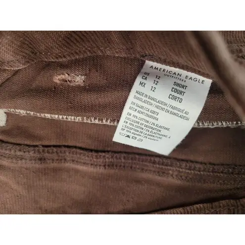 American Eagle  Jeans Brown Curvy Super Hi-Rise Flare Corduroy Cotton Blend 12S