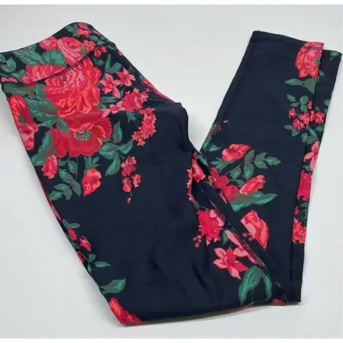 ALBION FIT Antigua Pink Floral Cropped Leggings Small Compression Athletic