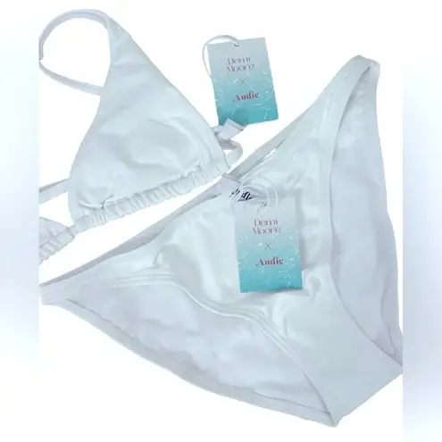 Andie Swim × Demi Moore Tropez White Swimsuit 2 Piece Top and Bottom Set NWT