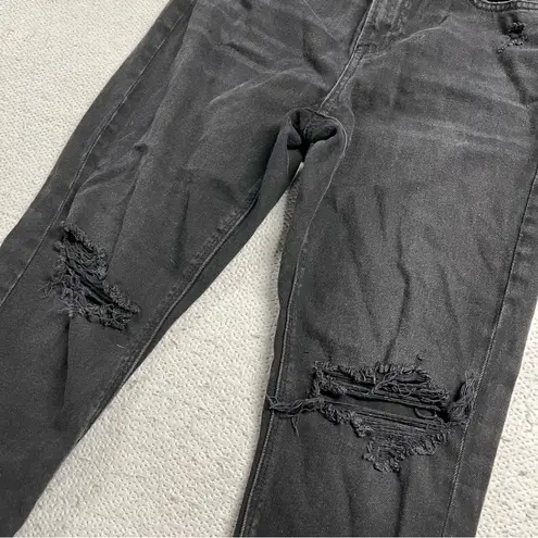 American Eagle  Outfitters AEO Black Distressed High Rise Mom Jeans Size 2P EUC