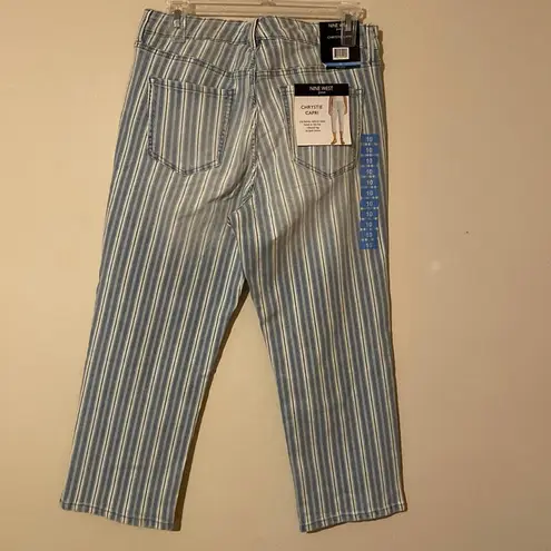 Nine West NWT Women’s  striped denim capris chrystie cropped jeans blue white