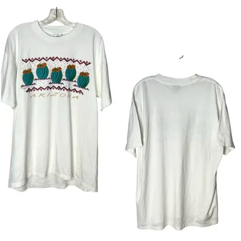 ONEIDA White Arizona T Shirt Cactus Single Stitch 1993 Size Large UNISEX