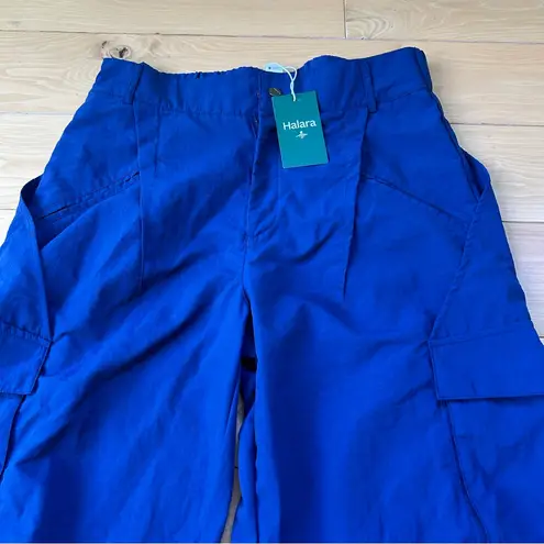 Halara Blue High Rise Wide Leg Cargo Pants 100% Nylon Full Length NWT - Medium