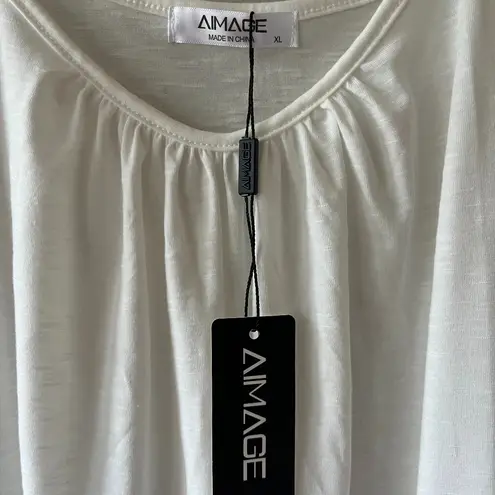 AIMAGE Sz XL White Pullover Swim Cover Up Short Dress Spaghetti Strap