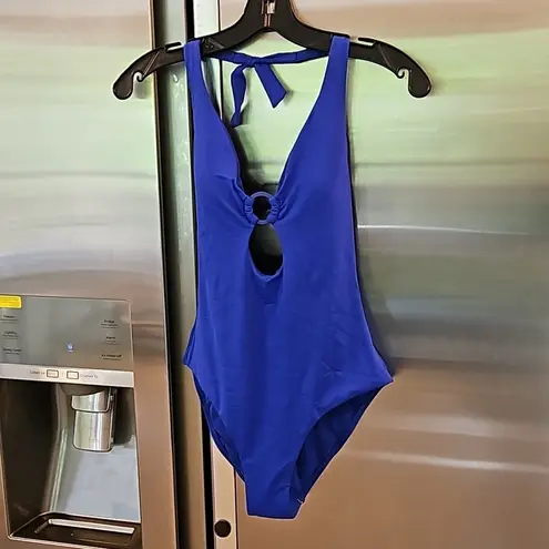 💕SEA LEVEL💕 Eco Essentials Keyhole Halter One Piece Swimsuit Cobalt Blue 6 NWT