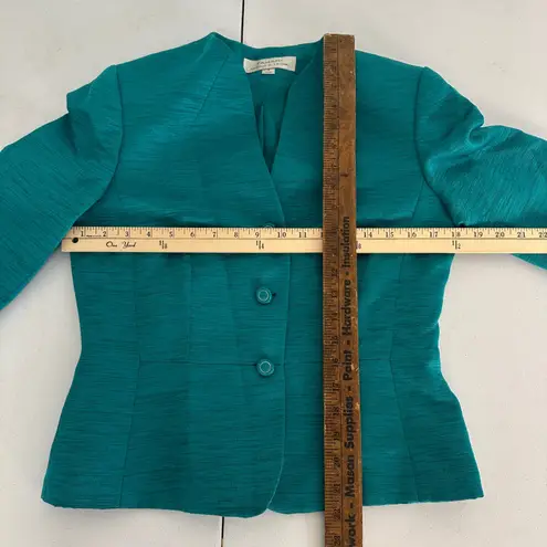 Tahari Arthur S. Levine Teal Green Button Front Blazer Womens 6 Classic Career