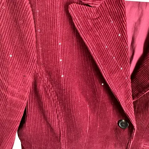 American Eagle  Burgundy Maroon Single Breasted Corduroy Sequin Blazer Size XL