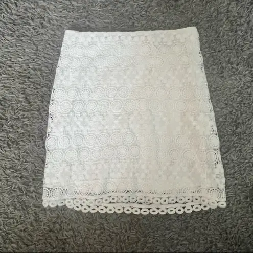 Lulus white crotchet lace mini skirt
