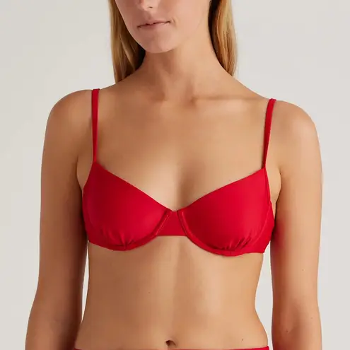 Quince NWOT Women's Italian Demi Bikini Top Red Size Small