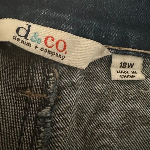 Denim + Co. Blue High Rise Straight Leg Jeans Women's Size 18W Cotton Spandex