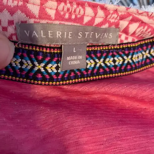 Valerie Stevens pink southwestern print boho open front cardigan woman’s large