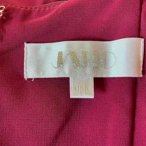 Jarlo London Burgundy Red Ruffled High-Low Evening Gown Size 8 JARLO Sleeveless Formal Dress