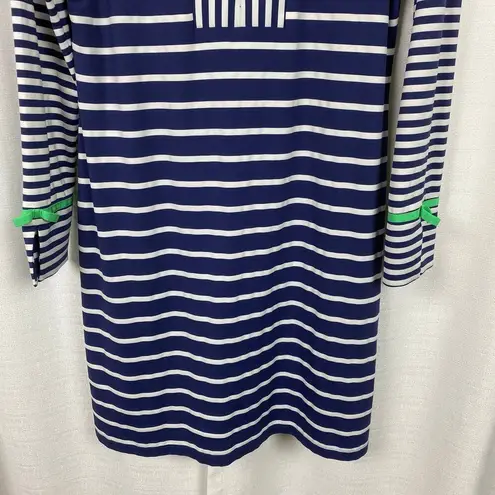 IBKUL Blue&White Stripe Long Sleeve Zip Front Golf Pickleball UPF 50+ Dress Sz.S Blue