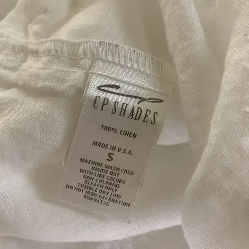 CP Shades  Teton White Linen Tunic S Coastal Grandmacore Boho Textured Pocket - Image 5
