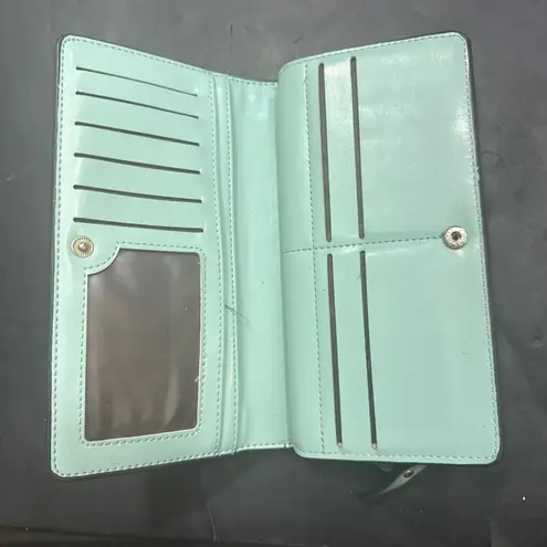 Curewe Kerien Large Bifold Blue Quiet Luxury Minimalist Zipper Clutch Wallet