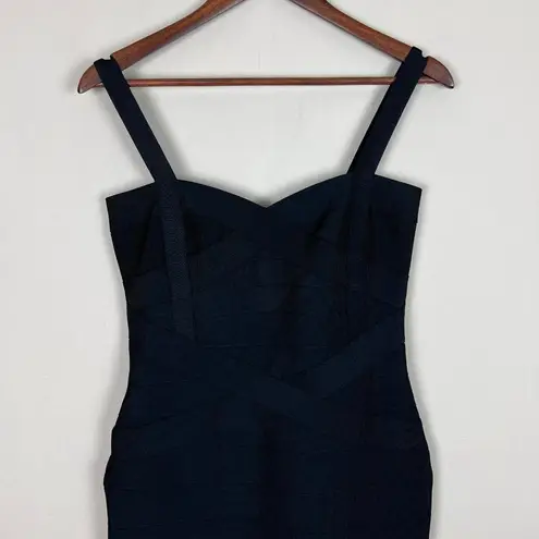 Bandage Dress Large Black Bodycon Midi Sexy Cocktail Sleeveless Hourglass L