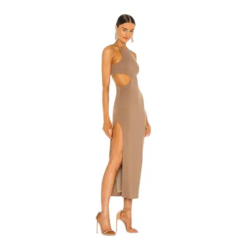 Michael Costello REVOLVE Rylan Midi Dress in Taupe Size XS NWT