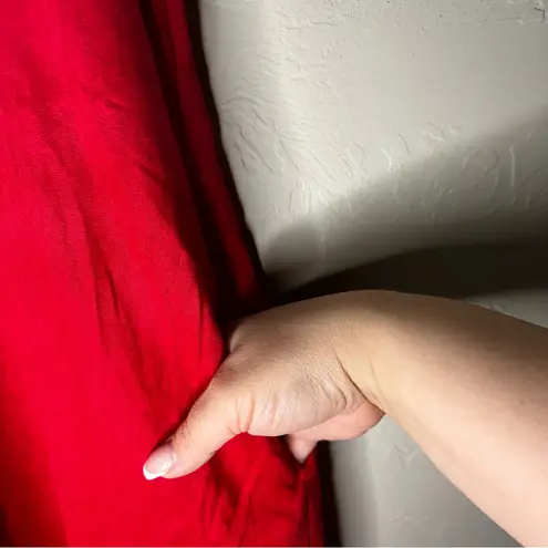 Aakasha Raspberry Red Linen Front Pleated Hood Sleeveless Lagenlook Maxi Dress Size XL