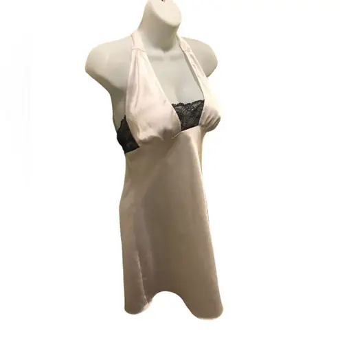 Frederick's of Hollywood Frederick’s Of Hollywood Sexy Halter Chemise Sz. M White Black Lace Low Cut