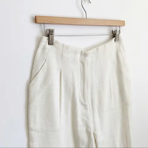 Antik Batik Pleat Front High Waisted Slim Straight Trouser White Size Small
