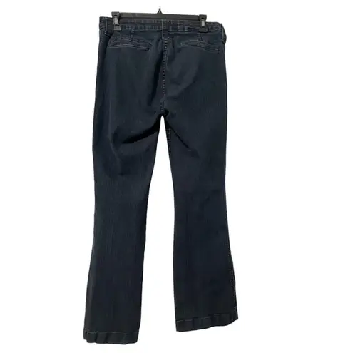 NYDJ High Rise Boot Cut Flare Leg Denim Blue Jeans Faux Back Pockets Size 10