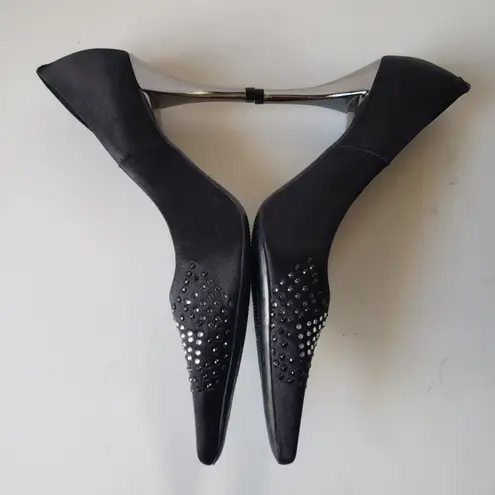 Vizzano Pointed Toe Y2K Heel Womens Shoes Sz 36 Witchy Vampy Rhinestone Glam Black