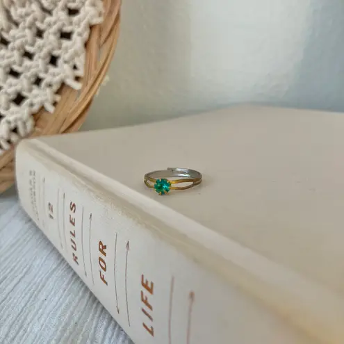 Petite Adjustable Birthstone Fashion Ring “Blessing” Green Emerald Forest Round Jewelry