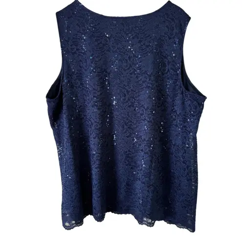 Catherines Sequin Lace Tank Top Sleeveless Party Plus Size 28W