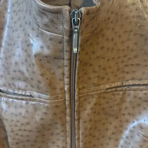 Mina.B Paris Cognac Faux Leather Zippered Jacket front zipper pockets EU40 US6 Brown Size 6