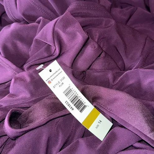 NWT R & M richards Jumpsuit with Overlay and Draped Sleeves PLUM SZ