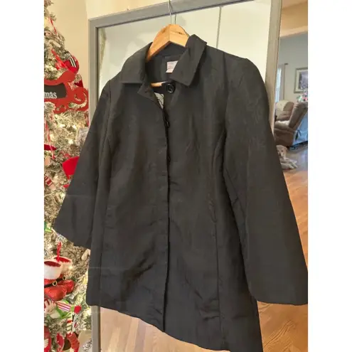 Chico's Women's Jaquard Trench Coat, Size 0, Black