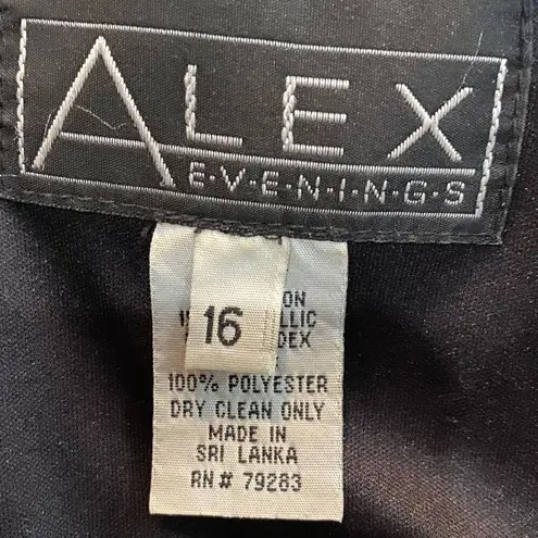 Alex Evenings Vintage Gown & Jacket Set Black Gold Metallic Design Layered 16