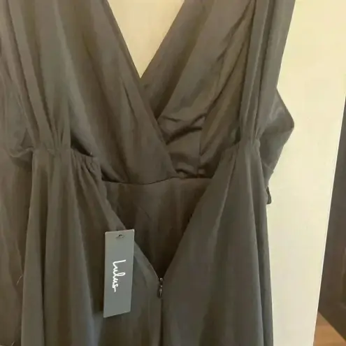 Lulus New  Dance the Night Away Maxi Gown Black Surplice Dress Medium Formal NWT