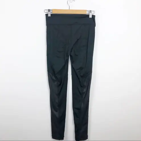 Lukka Lux Faux Leather detail Activewear Athletic Black Leggings Size XS
