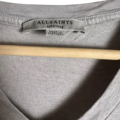 All Saints Wool Blend Light Gray Short Sleeve V-Neck T-Shirt Size Medium
