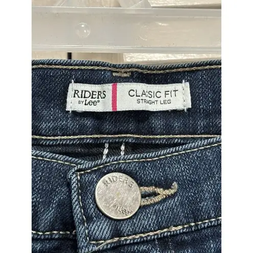 Riders By Lee Denim Dark Wash Jeans Mid Rise Size 16P Straight Leg Classic Logo