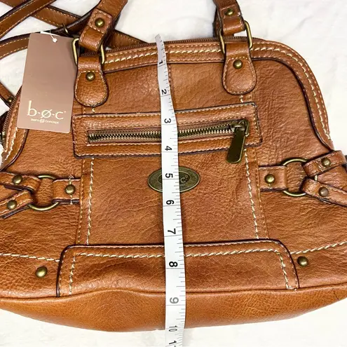 NWT b.o.c. Brown Faux Leather Crossbody Bag Top Handle Handbag w/ Zipper Pockets Tan