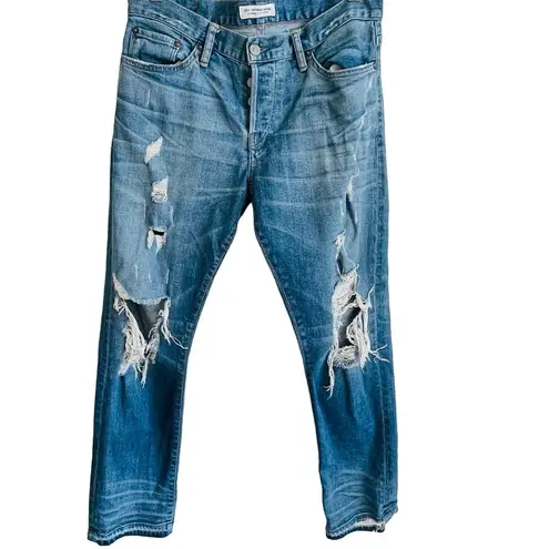 Ron Herman Denim Vintage 101 Distressed Boyfriend Jeans Medium Wash Blue Size 27